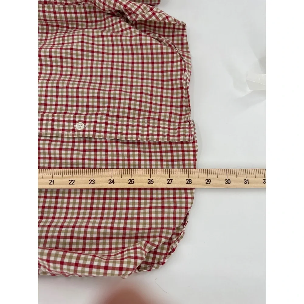 J Crew Mens Red Tan Plaid Button Down Shirt Long Sleeve‎ Casual Business Size XS